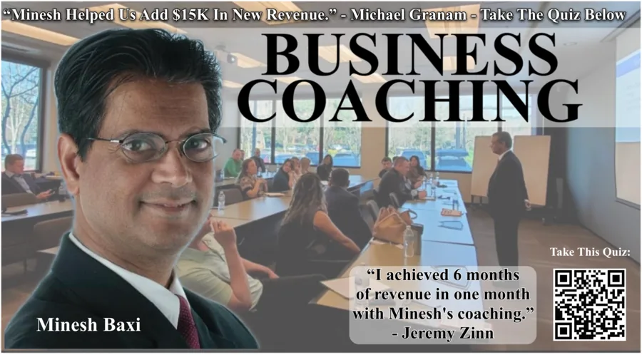 Business Coaching with Minesh Baxi business card
